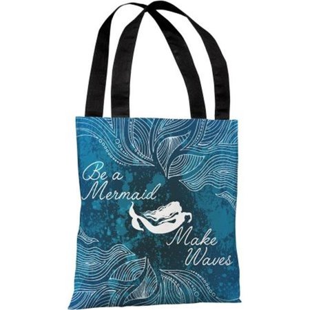 ONE BELLA CASA One Bella Casa 82387TT18P 18 in. Make Waves Dark Blue Polyester Tote Bag 82387TT18P